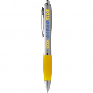 Logo trade promotional giveaway photo of: Nash ballpoint pen silver barrel and coloured grip