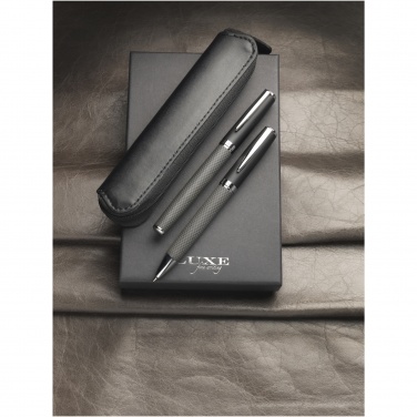 Logotrade promotional merchandise picture of: Carbon duo pen gift set with pouch