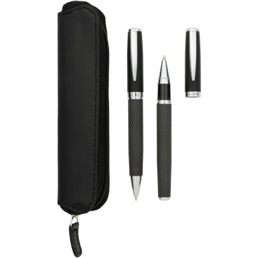 Logo trade business gifts image of: Carbon duo pen gift set with pouch