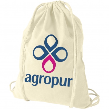 Logo trade promotional merchandise picture of: Oregon 100 g/m² cotton drawstring bag 5L