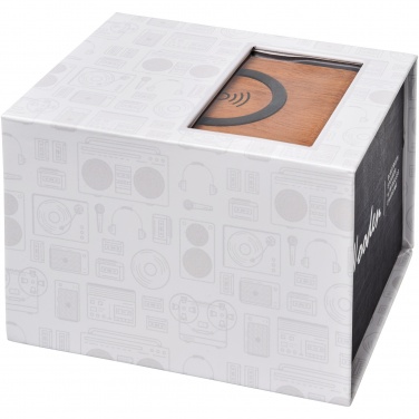Logo trade promotional giveaways picture of: Wooden 3W speaker with wireless charging pad