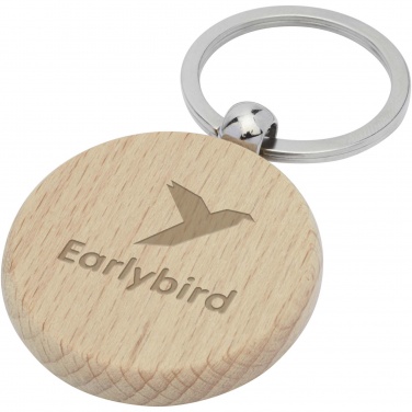 Logo trade promotional giveaways picture of: Giovanni beech wood round keychain