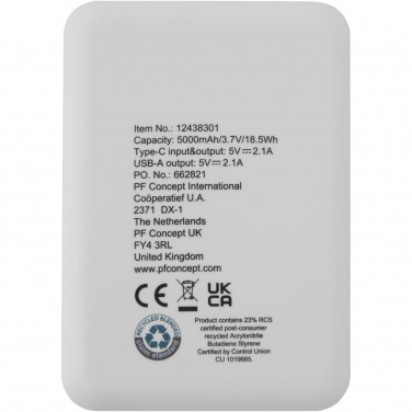 Logotrade promotional products photo of: Asama 5000 mAh Type-C recycled plastic power bank