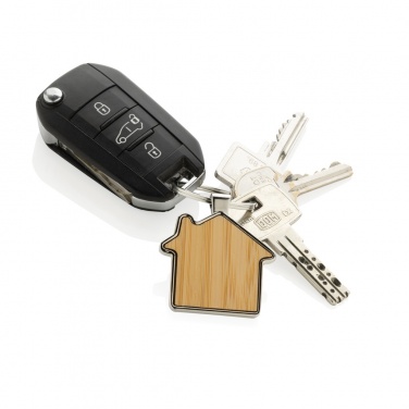 Logo trade advertising product photo of: RCS recycled zinc alloy house keychain with bamboo