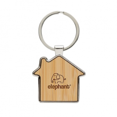 Logo trade promotional giveaways image of: RCS recycled zinc alloy house keychain with bamboo