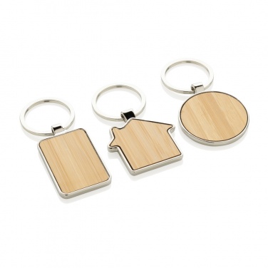 Logotrade business gift image of: RCS recycled zinc alloy house keychain with bamboo