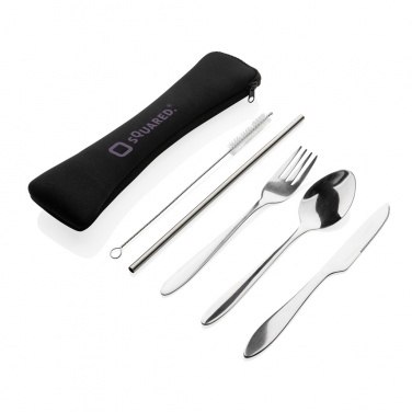 Logotrade promotional gift image of: 4 PCS stainless steel re-usable cutlery set