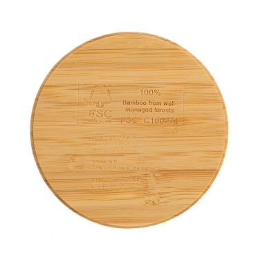 Logotrade promotional item image of: Bamboo 5W round wireless charger