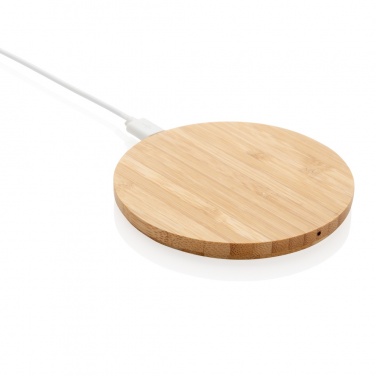 Logo trade advertising products image of: Bamboo 5W round wireless charger