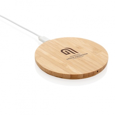 Logotrade promotional gifts photo of: Bamboo 5W round wireless charger