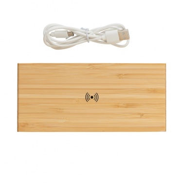 Logo trade corporate gifts image of: Bamboo alarm clock with 5W wireless charger