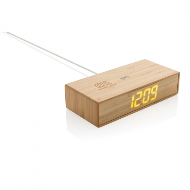 Logotrade promotional merchandise picture of: Bamboo alarm clock with 5W wireless charger