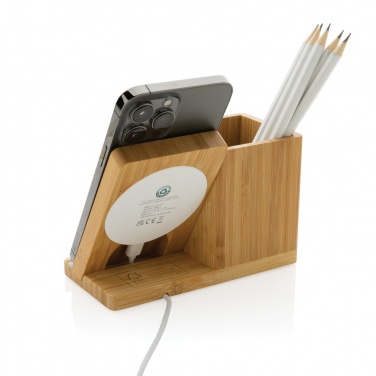 Logo trade promotional items picture of: Calgary bamboo 10W wireless charger
