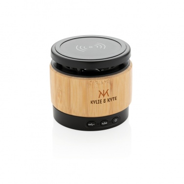 Logo trade promotional merchandise photo of: Bamboo wireless charger speaker