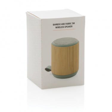 Logo trade promotional merchandise image of: Bamboo and fabric 3W wireless speaker