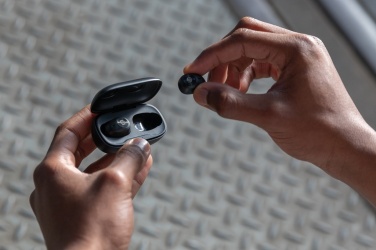 Logo trade promotional giveaways image of: Urban Vitamin Palm Springs RCS rplastic ENC earbuds