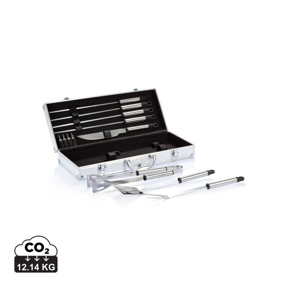 Logo trade advertising products image of: 12 pcs barbecue set in aluminium box