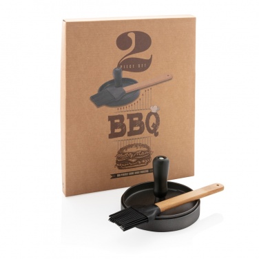 Logo trade promotional items image of: BBQ set with hamburger press and brush