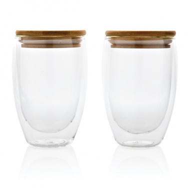 Logotrade promotional products photo of: Double wall borosilicate glass with bamboo lid 350ml 2pc set