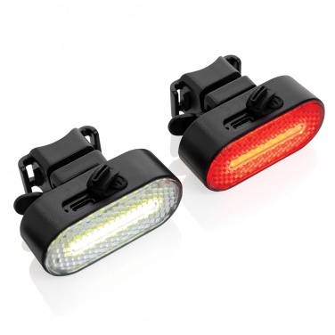 Logotrade promotional giveaway picture of: Lumino RCS recycled plastic USB re-chargeable bike light set
