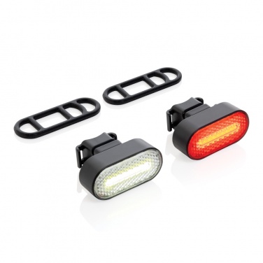 Logo trade business gift photo of: Lumino RCS recycled plastic USB re-chargeable bike light set