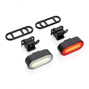 Logo trade business gifts image of: Lumino RCS recycled plastic USB re-chargeable bike light set