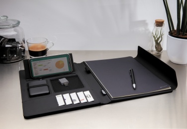 Logotrade promotional product image of: Fiko 5W wireless charging portfolio A4 with powerbank