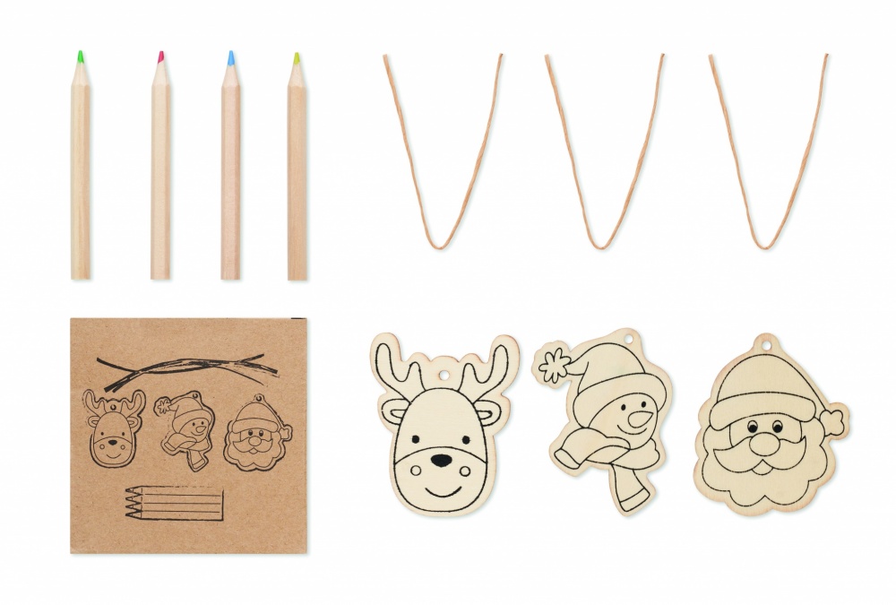 Logo trade promotional merchandise image of: Drawing wooden ornaments set