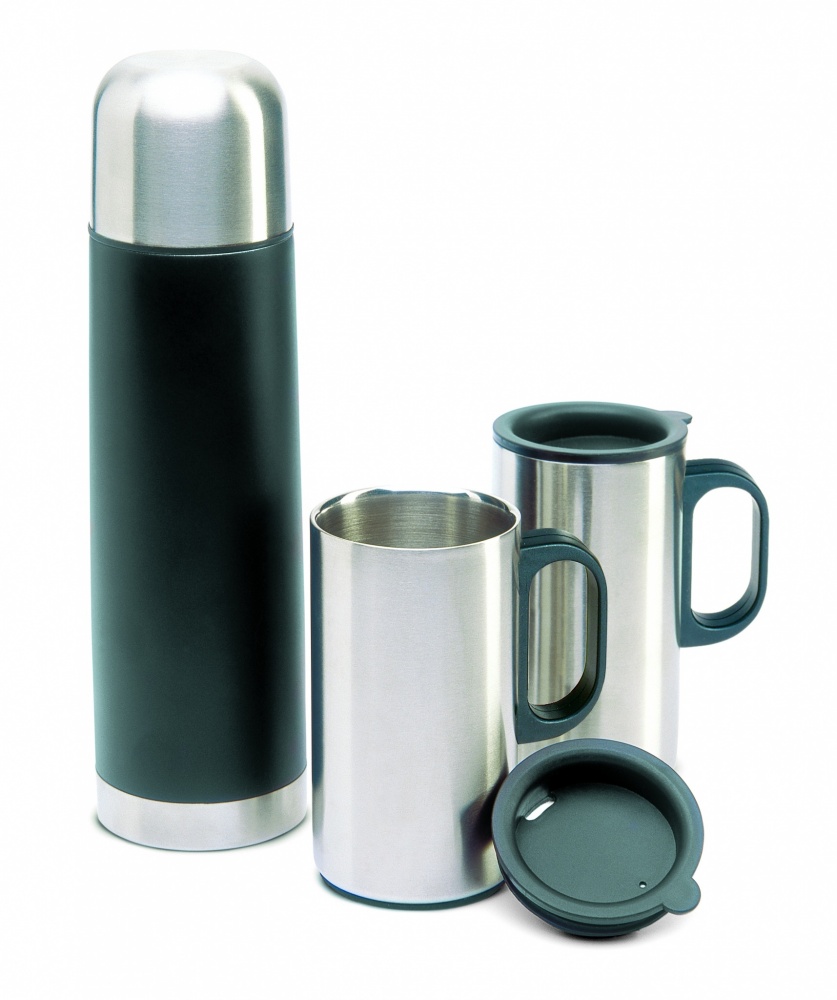 Logo trade promotional gifts picture of: Insulation flask with 2 mugs