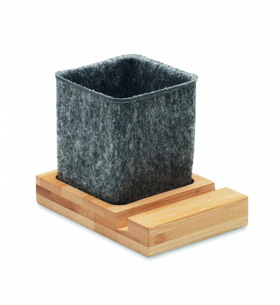 Logo trade promotional gifts image of: RPET felt pen pot phone stand
