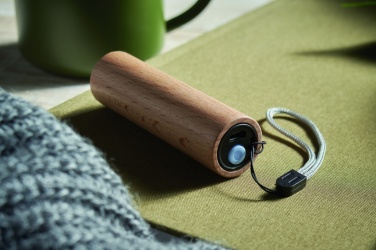 Logo trade promotional gift photo of: Beech wood rechargeable torch