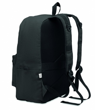 Logo trade promotional merchandise image of: A 15-inch laptop backpack made of recycled pre-consumer cotton with customizable printing