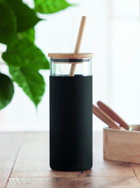 Logo trade corporate gift photo of: Glass tumbler 450ml bamboo lid