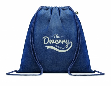 Logo trade business gifts image of: Recycled denim drawstring bag