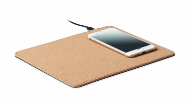 Logo trade promotional merchandise image of: Cork mouse mat charger 15W