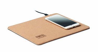 Logo trade promotional items image of: Cork mouse mat charger 15W