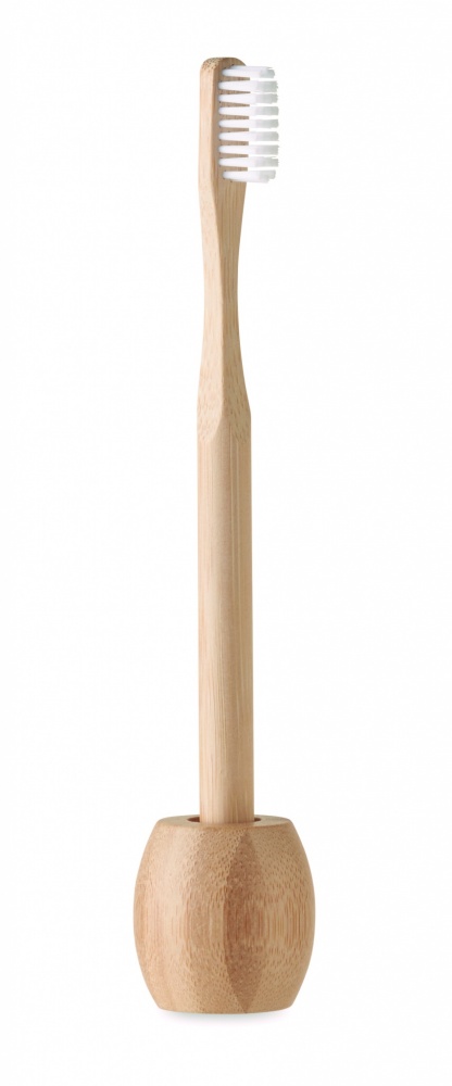 Logo trade promotional merchandise picture of: Bamboo tooth brush with stand