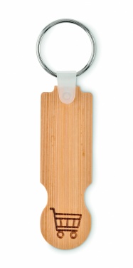 Logo trade corporate gifts image of: Bamboo euro token key ring Rauma