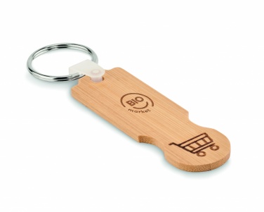 Logo trade promotional products image of: Bamboo euro token key ring Rauma