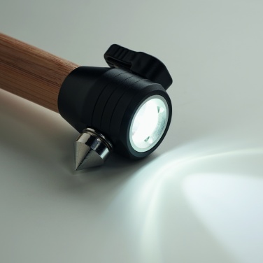 Logo trade promotional items picture of: 3-in-1 bamboo flashlight with an emergency hammer and seatbelt cutter