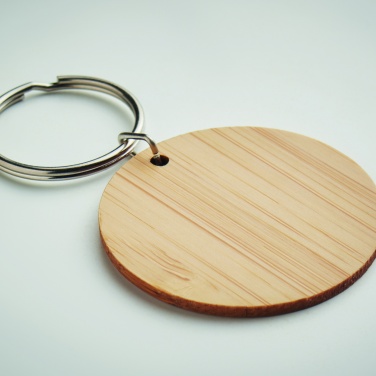 Logo trade promotional items image of: Round bamboo key ring Pieksämäki