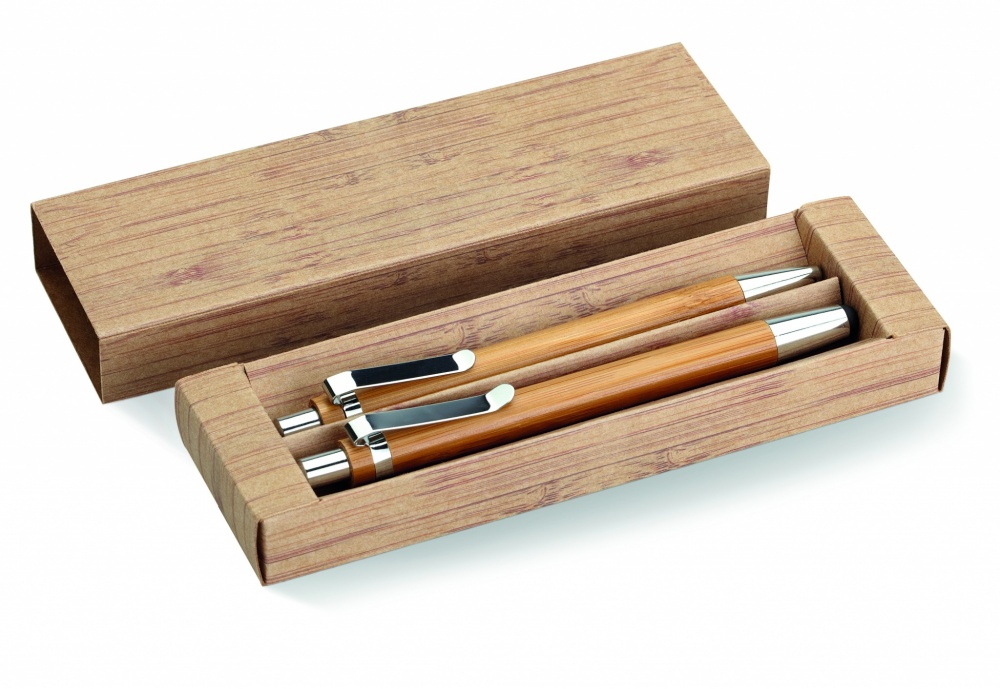 Logotrade advertising product picture of: Bamboo pen and pencil set