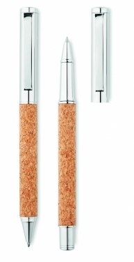 Logotrade business gifts photo of: Metal Ball pen set in cork box
