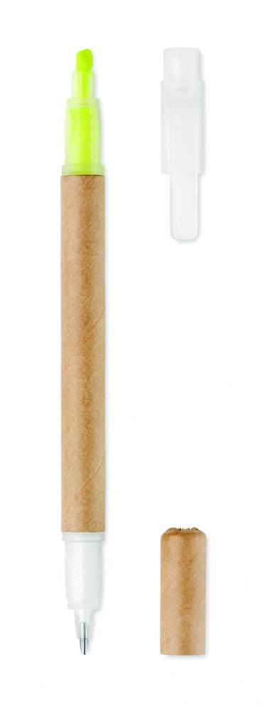 Logo trade promotional merchandise picture of: 2 in 1 carton pen highlighter