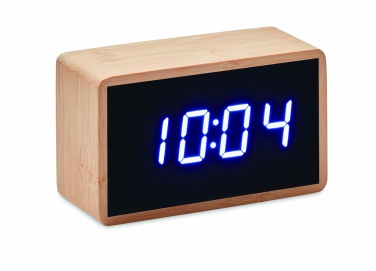 Logo trade corporate gift photo of: LED alarm clock bamboo casing Düsseldorf