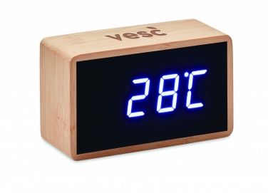 Logo trade business gifts image of: LED alarm clock bamboo casing Düsseldorf