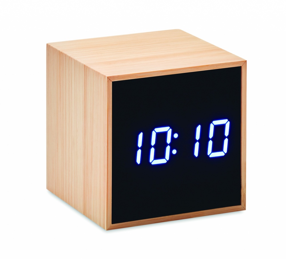 Logotrade promotional giveaways photo of: LED alarm clock bamboo casing Dortmund