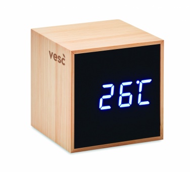Logotrade promotional giveaway image of: LED alarm clock bamboo casing Dortmund