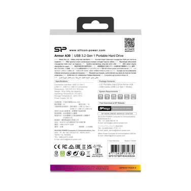 Logo trade promotional gift photo of: Hard Disc Silicon Power Armor A30 1TB