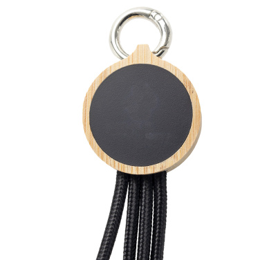 Logo trade business gift photo of: 4-in-1 cable with elighted logo in a wooden casing, LH-ZMU05